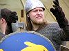 Military History - Viking Warrior with shield, chain mail, fighting axe and helmet (no horns) 